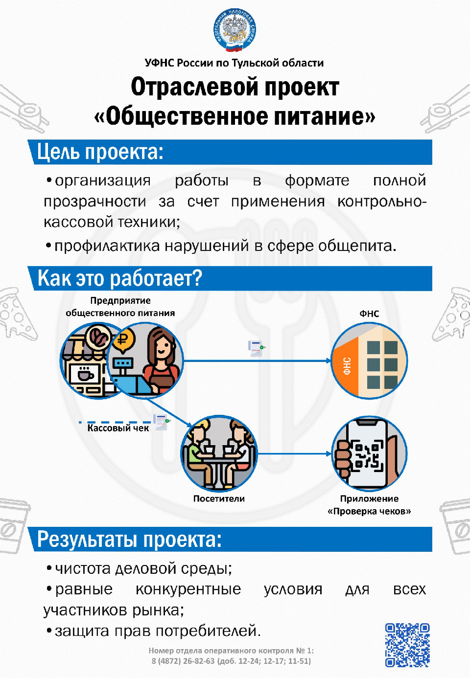 Налоговые органы возобновляют работу по реализации отраслевого проекта «Общественное питание».